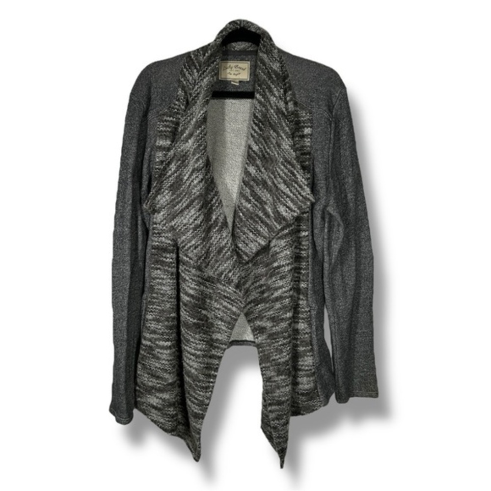 Lucky Brand Gray Mixed Media Asymmetrical Sweater Cardigan Sz Large - "Chelsea"
